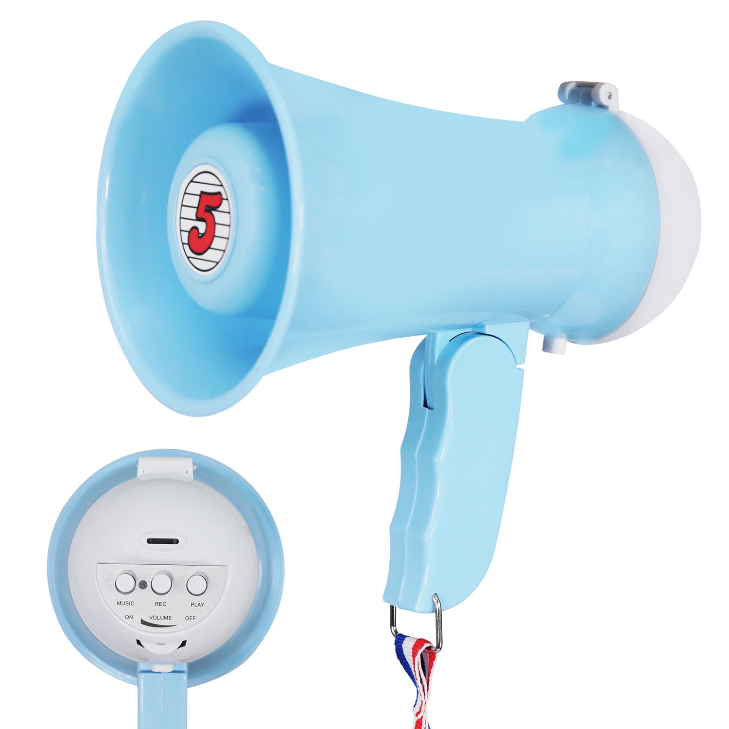 5 Core Megaphone Bullhorn Speaker - 15W Mini Battery Powered Bull Horn with Siren & 400 Yard Range - Perfect for Outdoor Events, Sports Games, Emergency Alerts, and Crowd Control