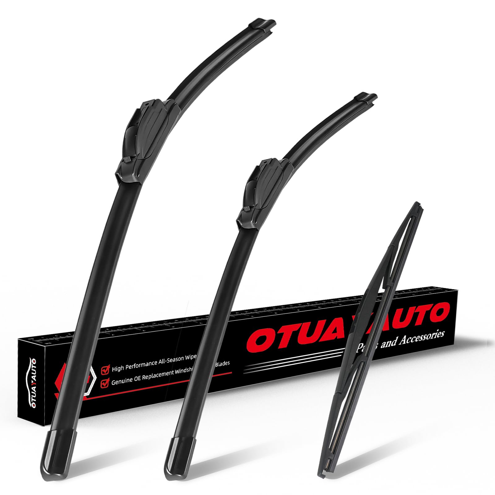 Premium Windshield Wiper Blades for Jeep Wrangler JK 2008-2018 & Wrangler 2007-2017 - All-Weather Front & Rear Replacement Wiper Blades with J/U Hook - 15