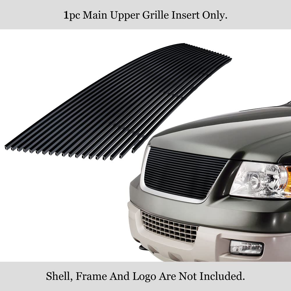 APS Compatible with Ford Expedition 2003-2006 Main Upper Stainless Steel SS Black Billet Front Grill Grille Insert F65715H - Upgrade Your Truck's Style for Off-Road Adventures & Car Shows