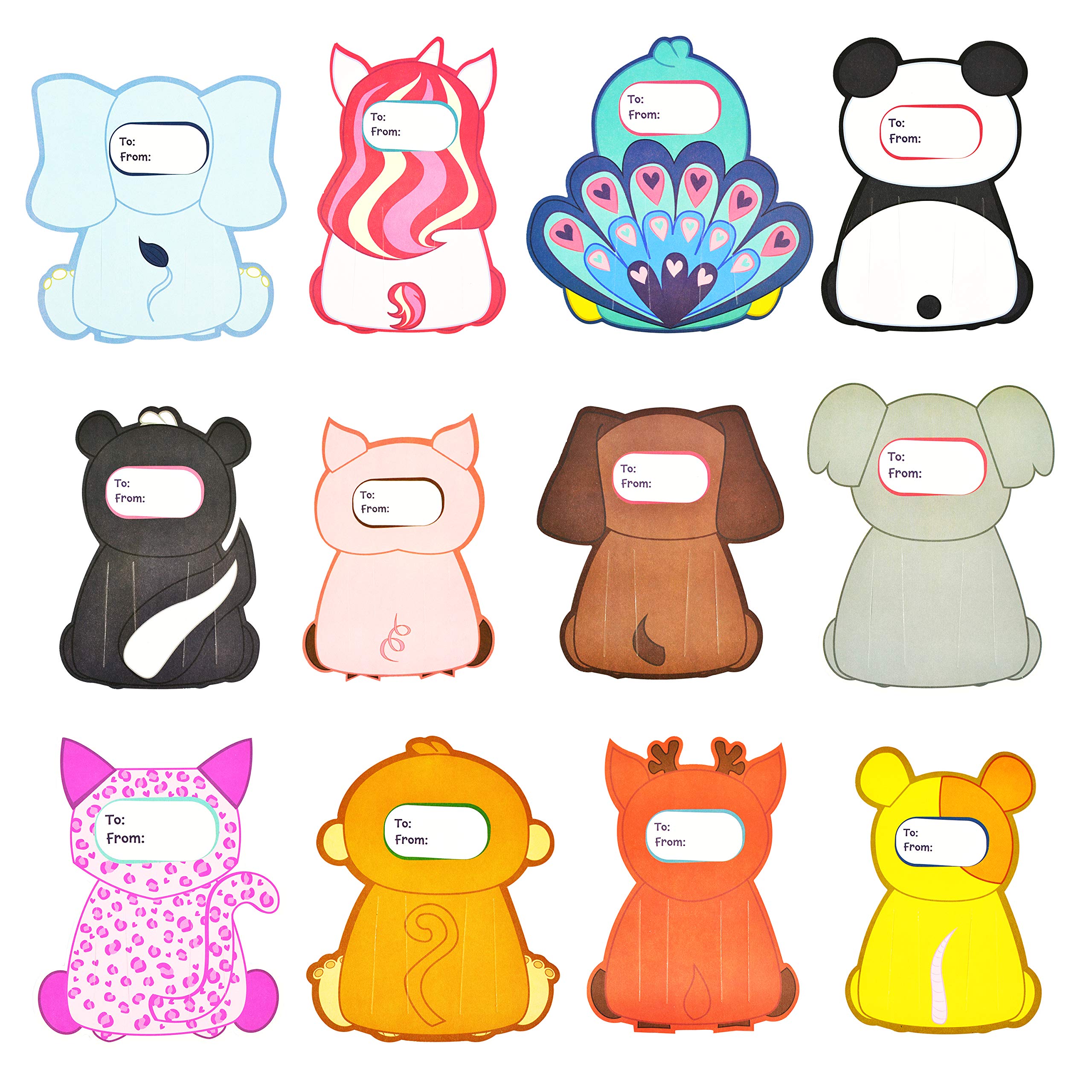 JOYIN 36 Pcs Valentine's Day Animal Greeting Cards with Candy Holders - Cute Classroom Exchange Cards for Kids, Party Favors & School Celebrations (Animal Design 3) | Perfect for Valentine's Classroom Activities, Kids' Parties & Gift Exchanges