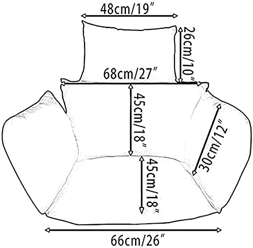 Outdoor Hanging Egg Chair Cushion Replacement - Thick Swing Seat Cushion with Headrest & Armrests, Removable & Washable for Patio, Garden, Balcony - Perfect for Relaxing, Lounging & Outdoor Decor