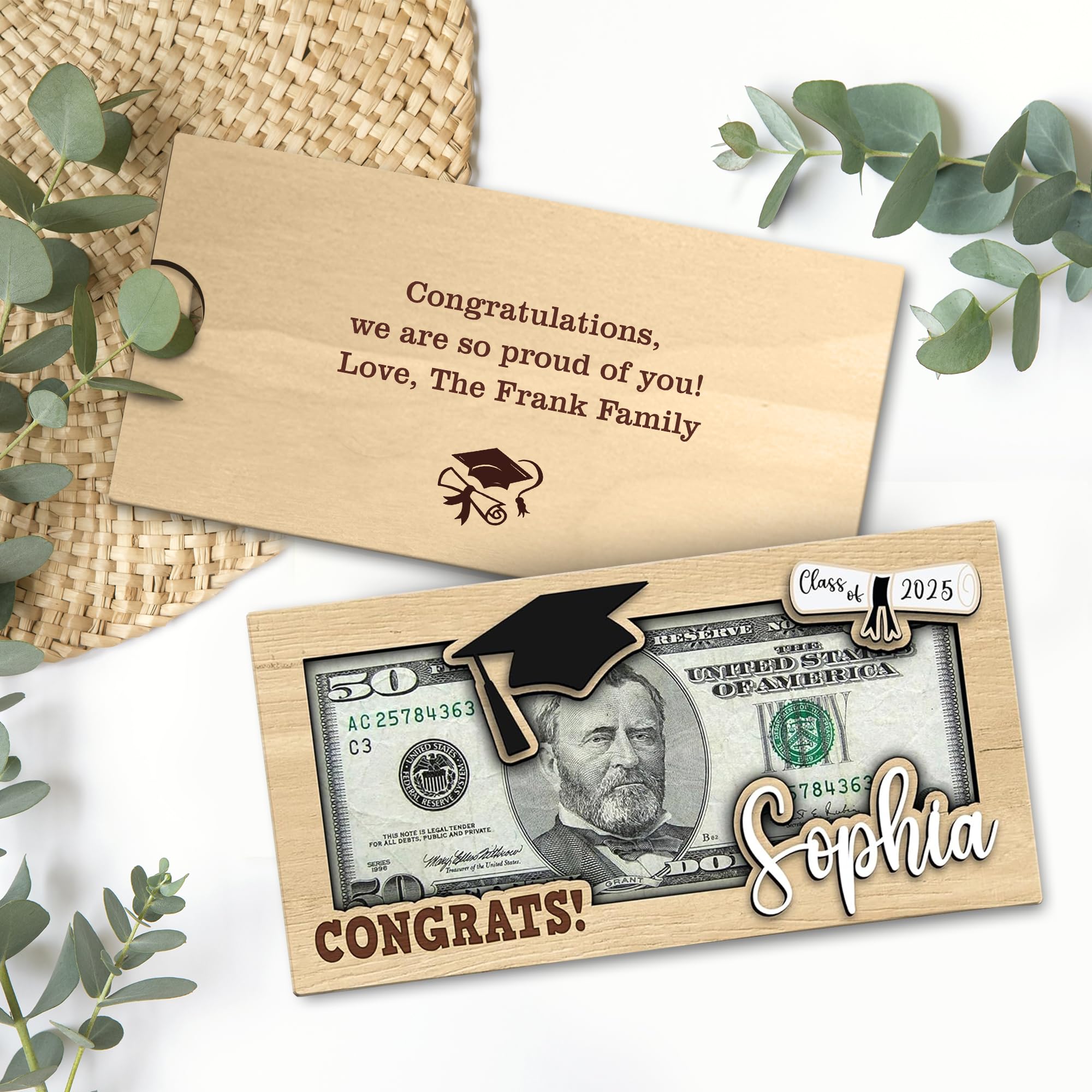 Personalized Graduation Money Holder 2025 - Custom Graduation Gifts for Daughter & Son - Bulk Graduation Cards & Leis - Perfect for High School & College Graduation Ceremonies