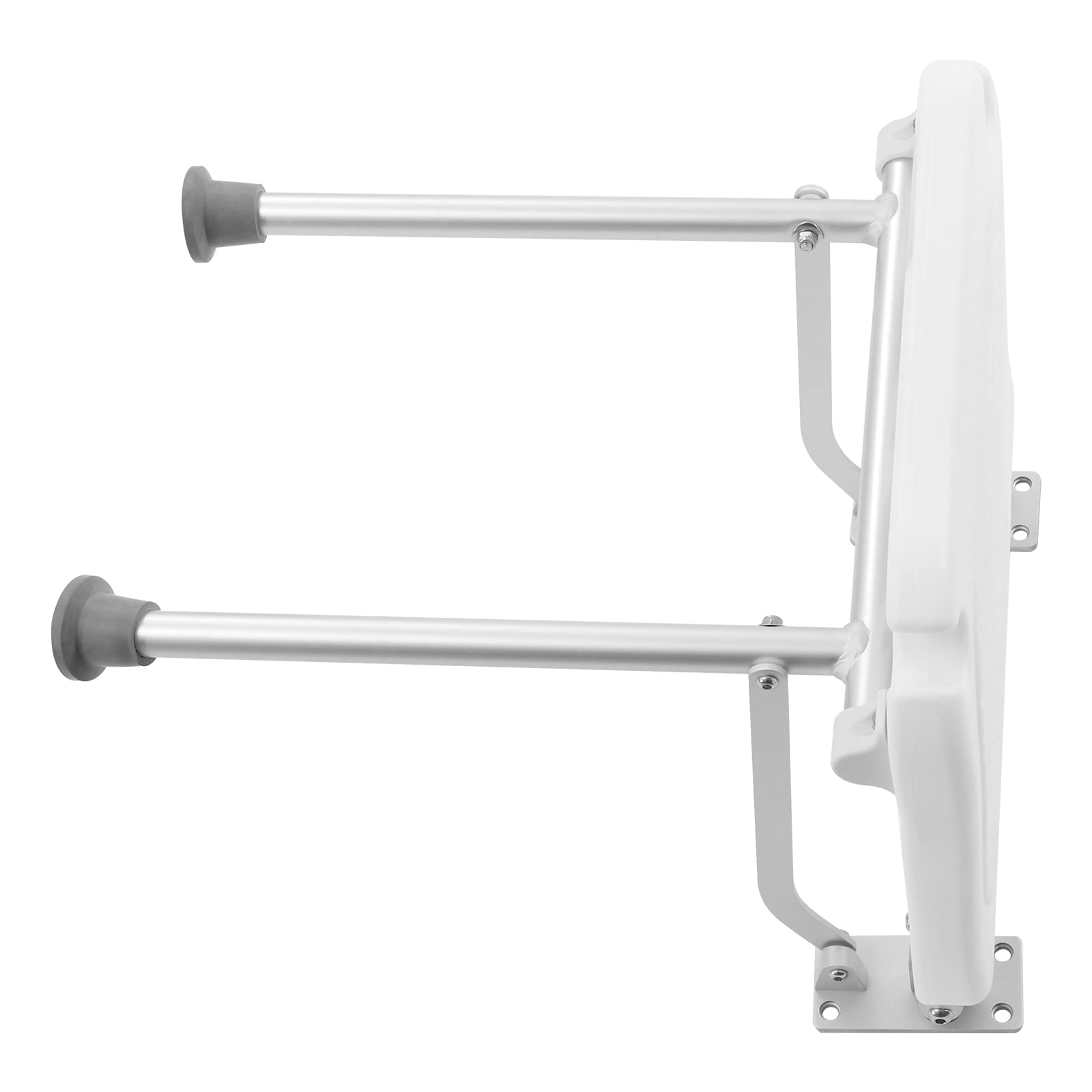 Foldable Wall-Mounted Steel Shower Stool with Non-Slip Rubber Feet - Adjustable Bath Seat for Elderly & Disabled - Perfect for Small Bathrooms, Assisted Living & Spa Relaxation