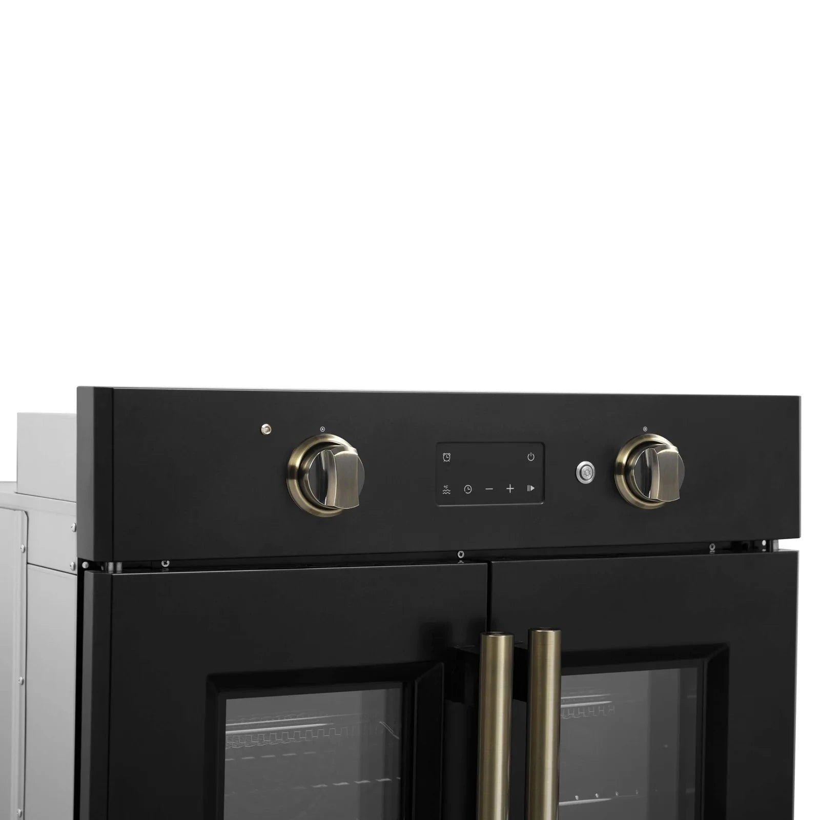 Forno Asti 30 Inch French Door Electric Wall Oven - Black with Antique Brass Trim, Built-in Convection Oven, Self-Cleaning, FBOEL1333 30BLK - Perfect for Modern Kitchens, Baking, Roasting & Entertaining