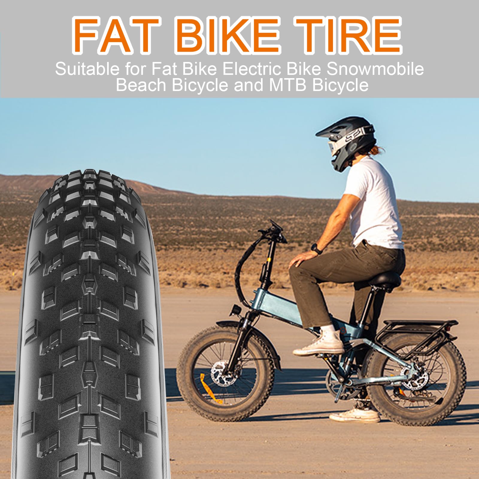 20x4 Fat Bike Tire Replacement Kit - 20x4.0 Inch Electric Bicycle Tires for Snow & Mountain E-Bikes - Includes Folding Fat Tire Tubes & Levers - Compatible with Wide Mountain & Snow Bike Tires - Perfect for Winter Commuting & Off-Road Adventures
