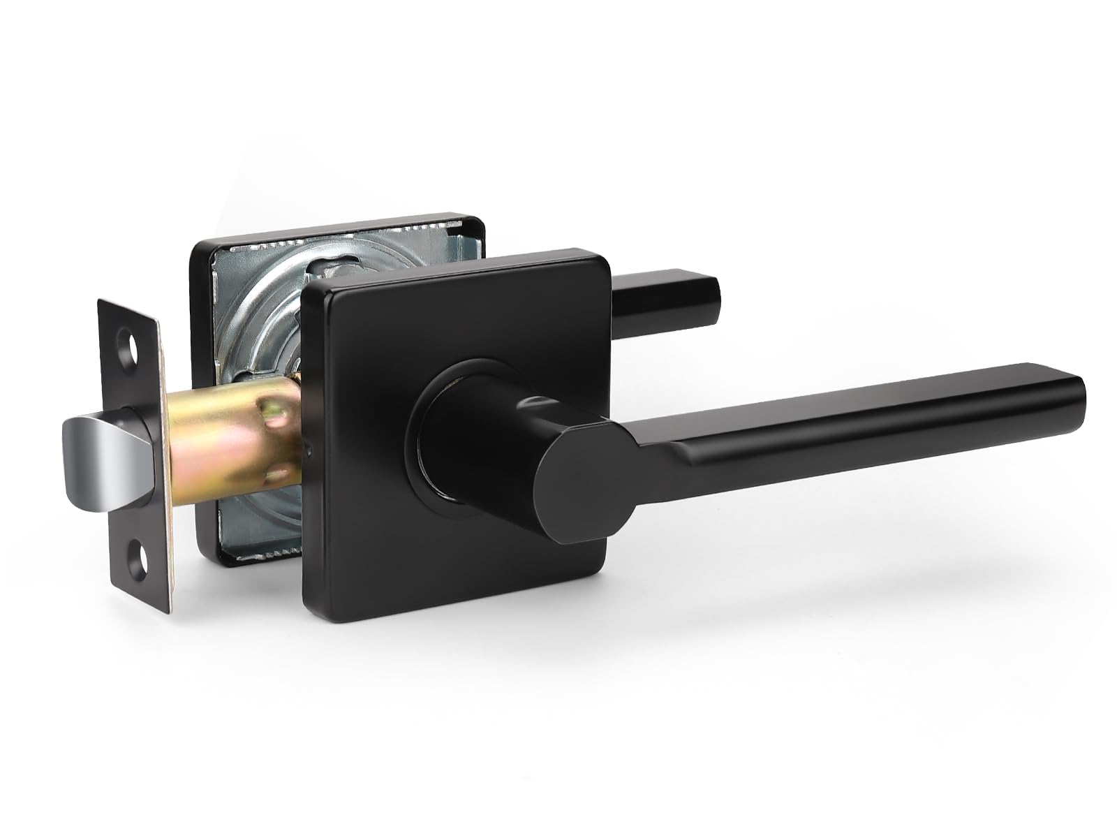 KNOBWELL 1 Pack Matte Black Passage Door Lever - No-Locking Hallway & Closet Door Handle - Reversible for Left or Right Hand Interior Doors - Perfect for Bedrooms, Bathrooms & Interior Closets