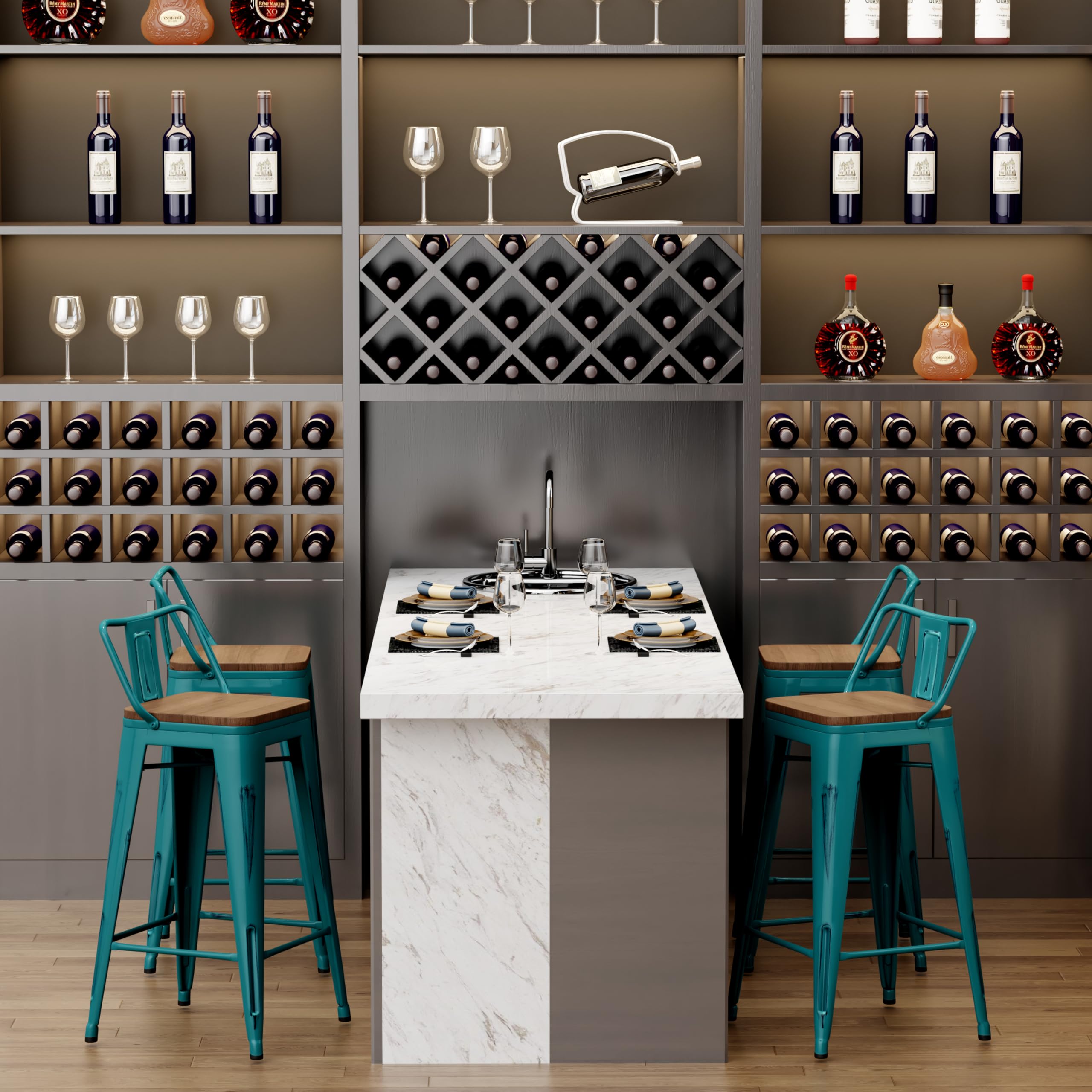 Industrial Metal Bar Stools Set of 4 - 24