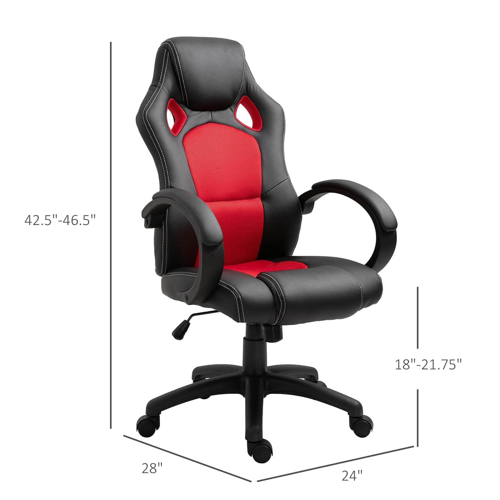 High Back Racing Style Office Gaming Chair - Adjustable Swivel Seat, Ergonomic Faux Leather Computer Desk Chair for Work & Gaming - Available in 3 Colors (Black/Red/Blue) - Perfect for Home Office, Gaming Setup & Streaming Studio