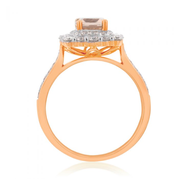 18ct Rose Gold 1.25 Carat Morganite and Diamond Double Halo Engagement Ring - Perfect for Proposals, Weddings & Anniversary Gifts