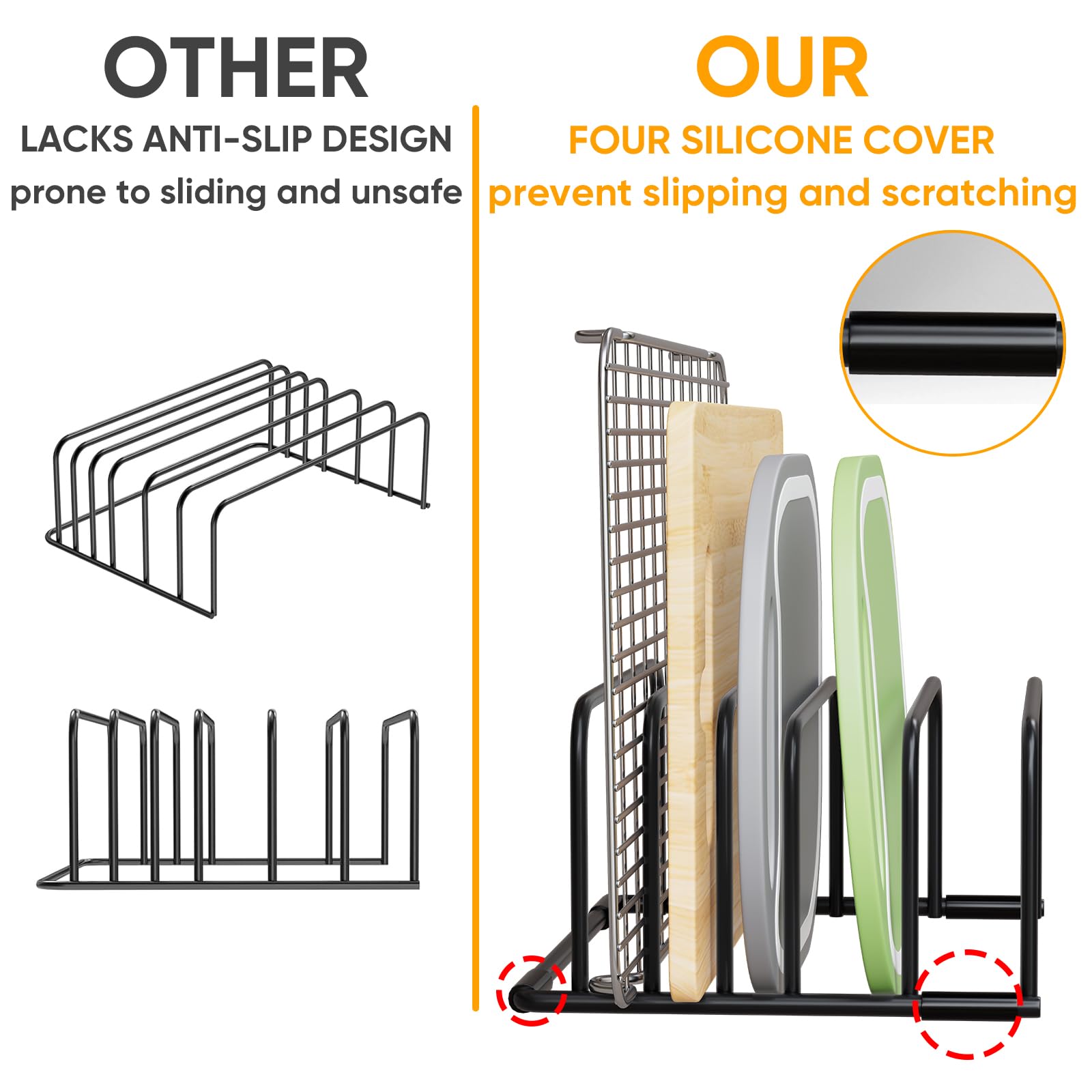Stainless Steel Cutting Board Organizer Rack - Space Saving Kitchen Storage for Cutting Boards, Baking Sheets, Trays and Bakeware - Perfect for Cabinet & Countertop Organization - Ideal for Home Chefs and Organized Kitchens