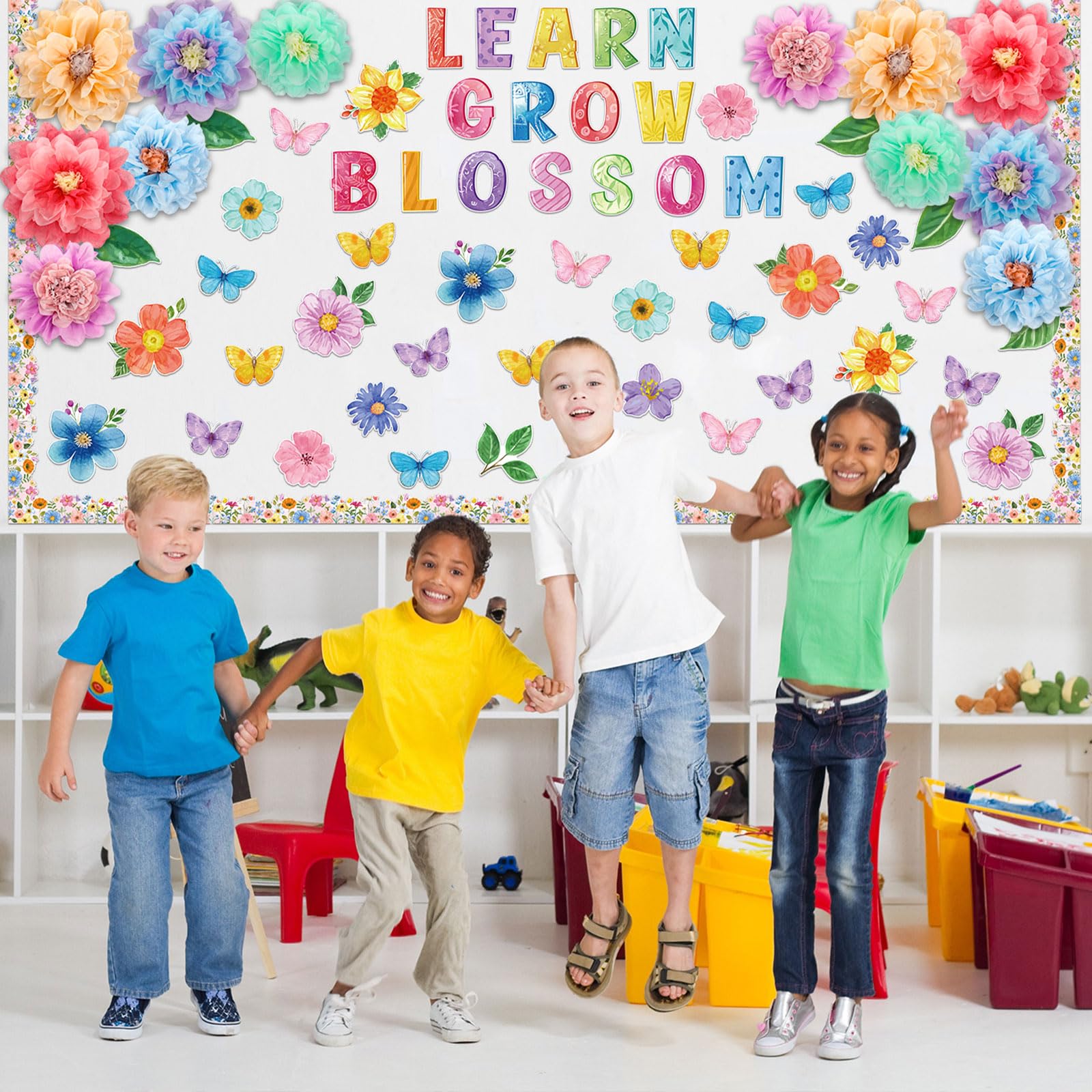 Floral Butterfly Bulletin Board Decor Set - Classroom Reading & Back to School Wall Decorations, Office Party Cutouts, Spring Themed Paper Butterflies for Teachers | Perfect for Classroom Displays, Library Decor, Spring Parties & Homeschooling Walls