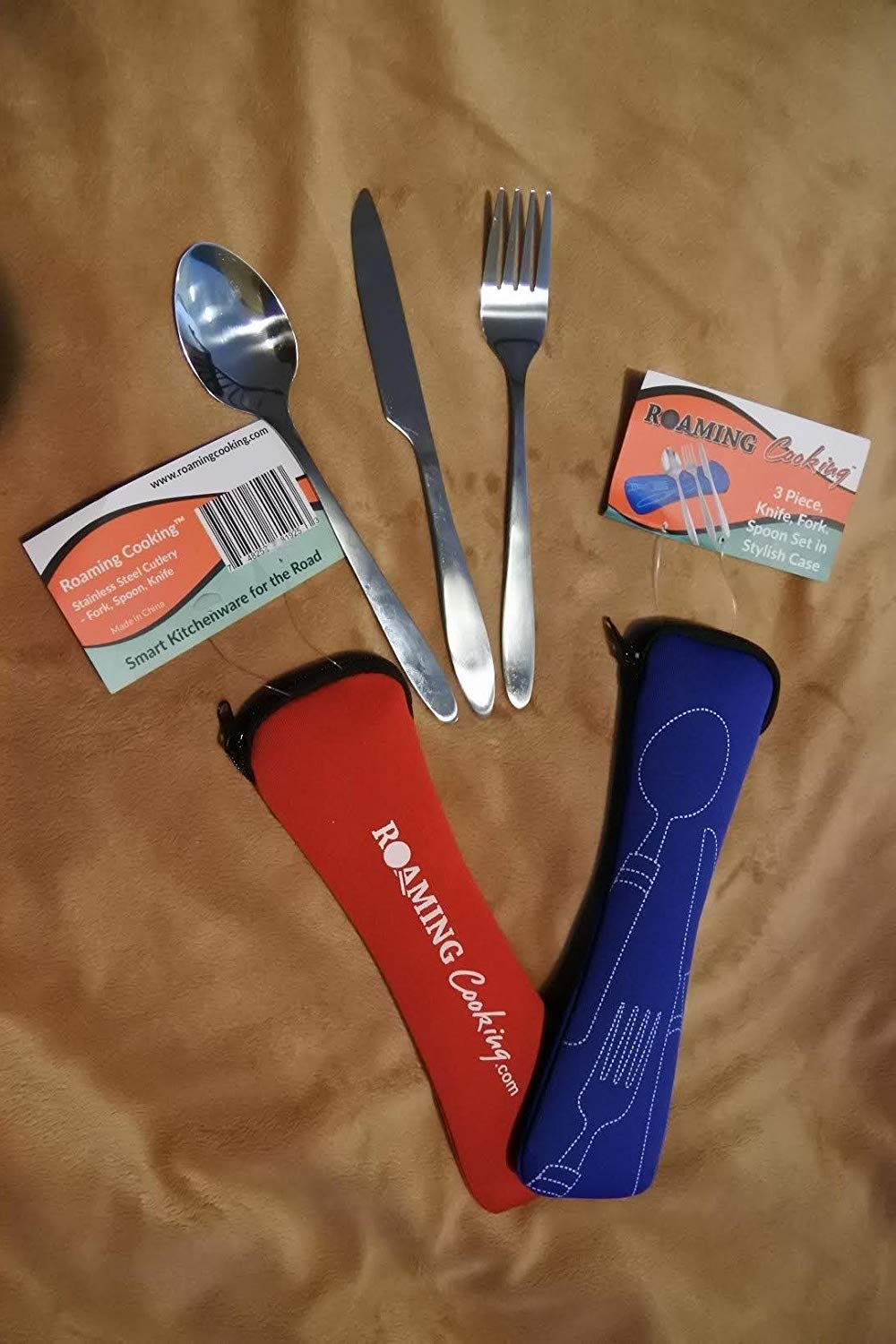 Eco-Friendly Reusable Travel Utensil Set with Carrying Case - Stainless Steel Fork, Spoon, Knife & Optional Straws | Portable Cutlery for Camping, Office Lunch, Picnics & Outdoor Adventures | BPA-Free, Lightweight & Durable Dining Essentials