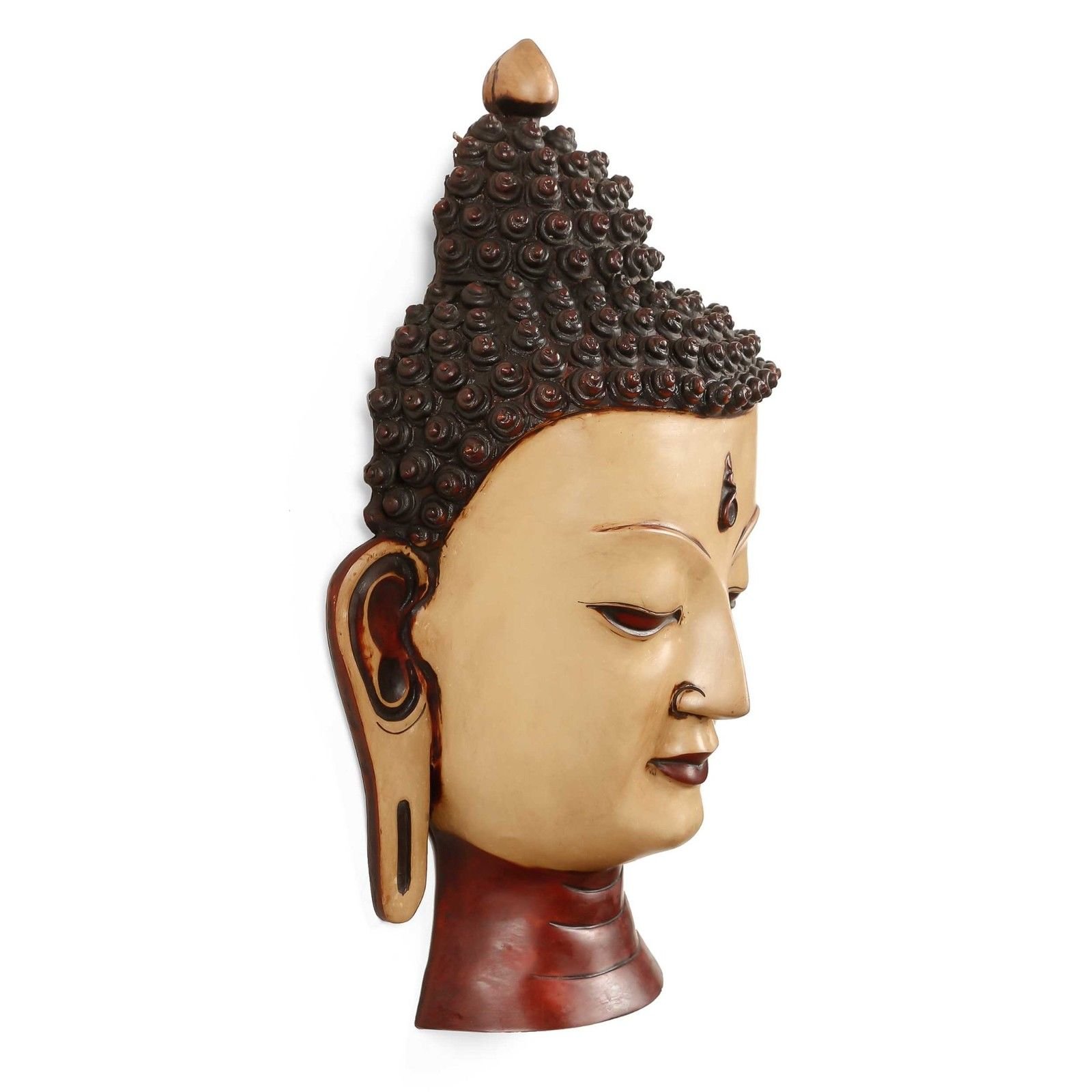 15 Inch Large Buddha Head Wall Hanging - Handcrafted Religious Wall Mask Sculpture for Meditation Room, Office & Home Decor - Perfect Spiritual Gift for Yoga Lovers & Buddhist Practitioners