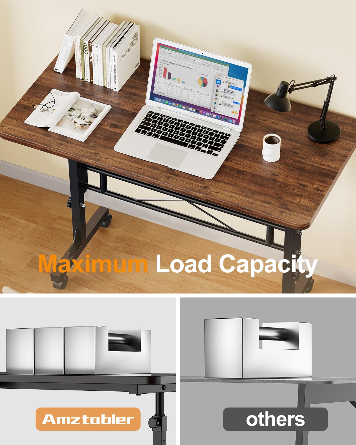 Adjustable Height Small Standing Desk with Wheels - 32 Inch Portable Mobile Stand Up Desk for Home Office, Walking Pad Treadmill & Workspace - Rustic Rolling Desk for Ergonomic Workstation