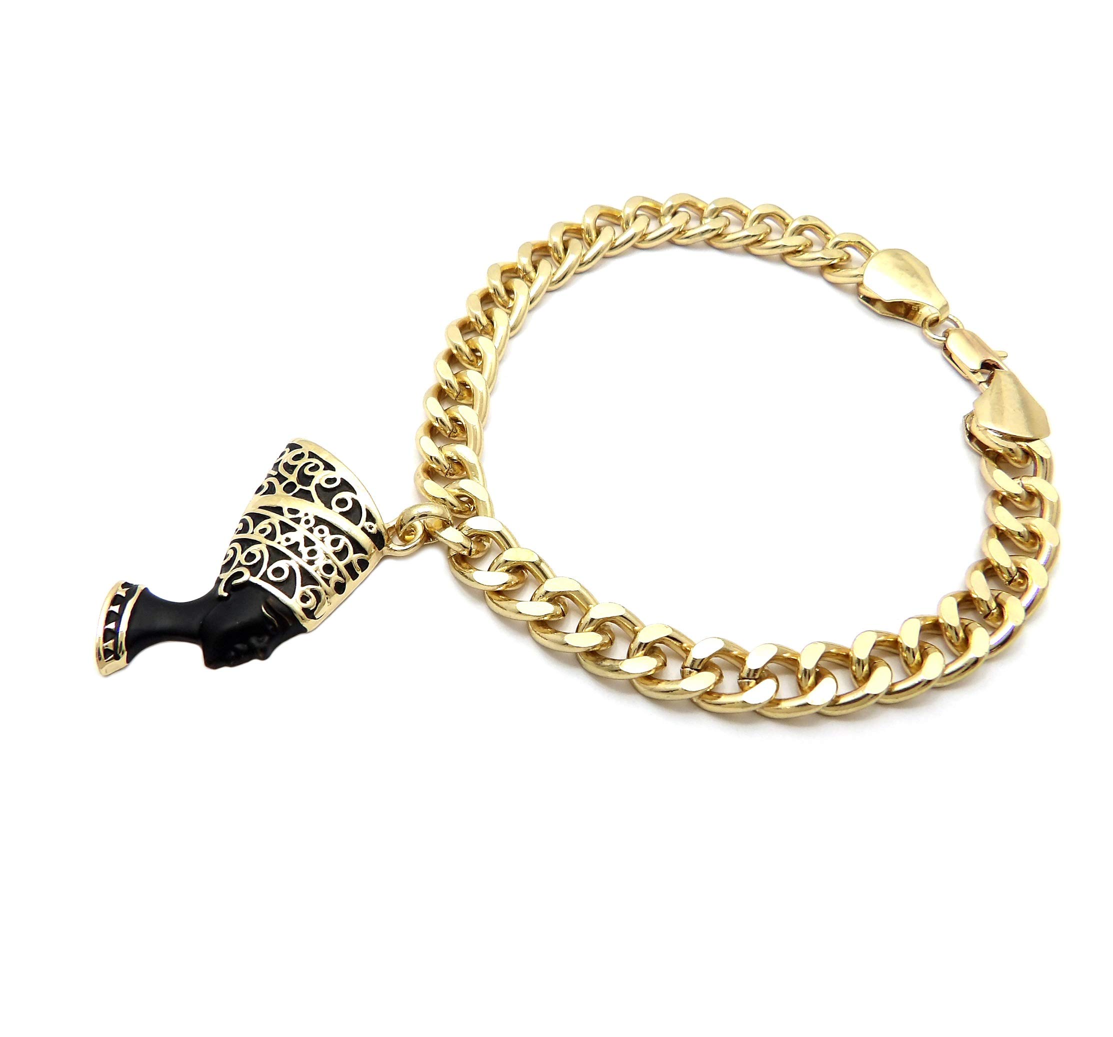Egyptian Ankh & Nefertiti Charm Anklet - 9.5