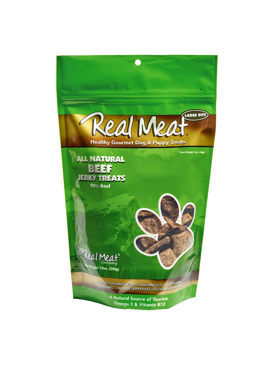 Premium Real Meat Large Chunks Beef Jerky Dog Treats - 12oz | High-Protein Natural Snacks for Training & Rewards | All Breeds & Sizes