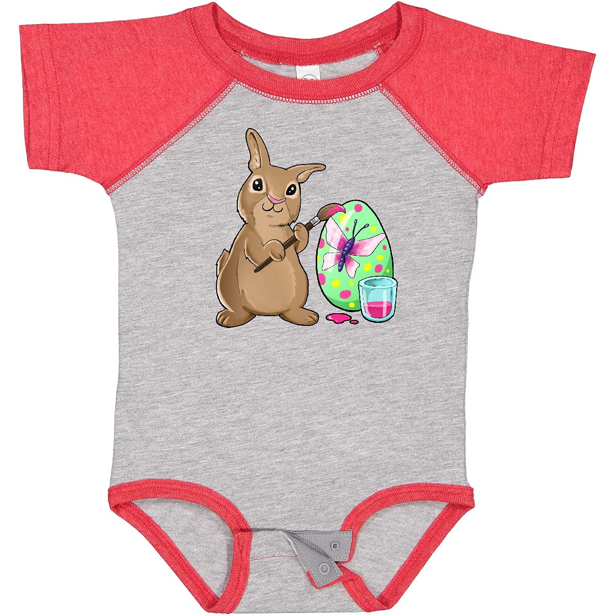 Inktastic Adorable Brown Easter Bunny Painting Egg Baby Bodysuit - Soft Cotton Onesie for Easter Celebrations, Baby Showers & Spring Photo Shoots
