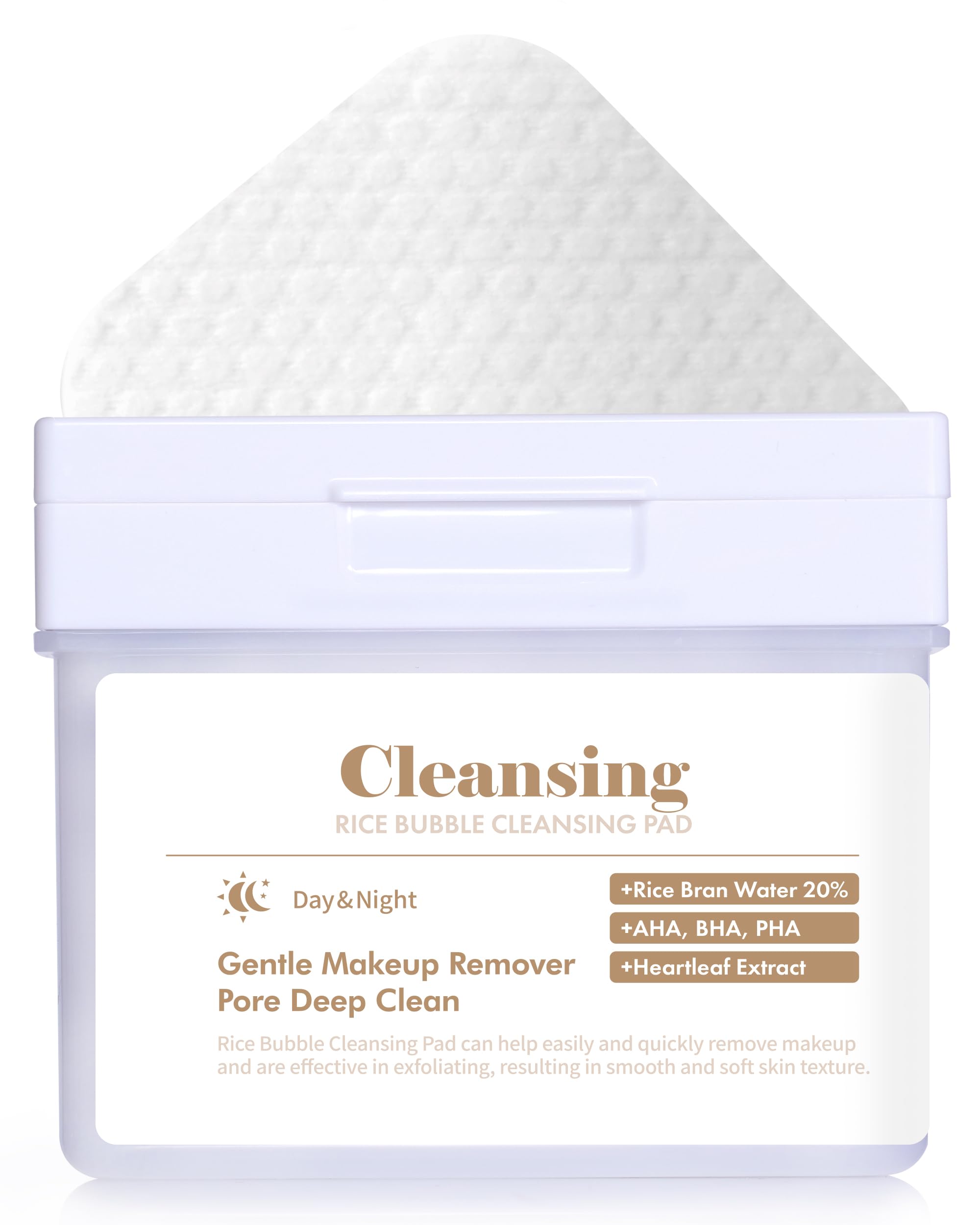 Dermal Rice Bubble Cleansing Pads - Korean Exfoliating & Hydrating Makeup Remover with Rice Bran Water, AHA, BHA, PHA | Green Citrus Scent | 80 Count | Gentle Daily Face Wash for Acne-Prone & Sensitive Skin | Perfect for Travel & Nighttime Skincare Routine