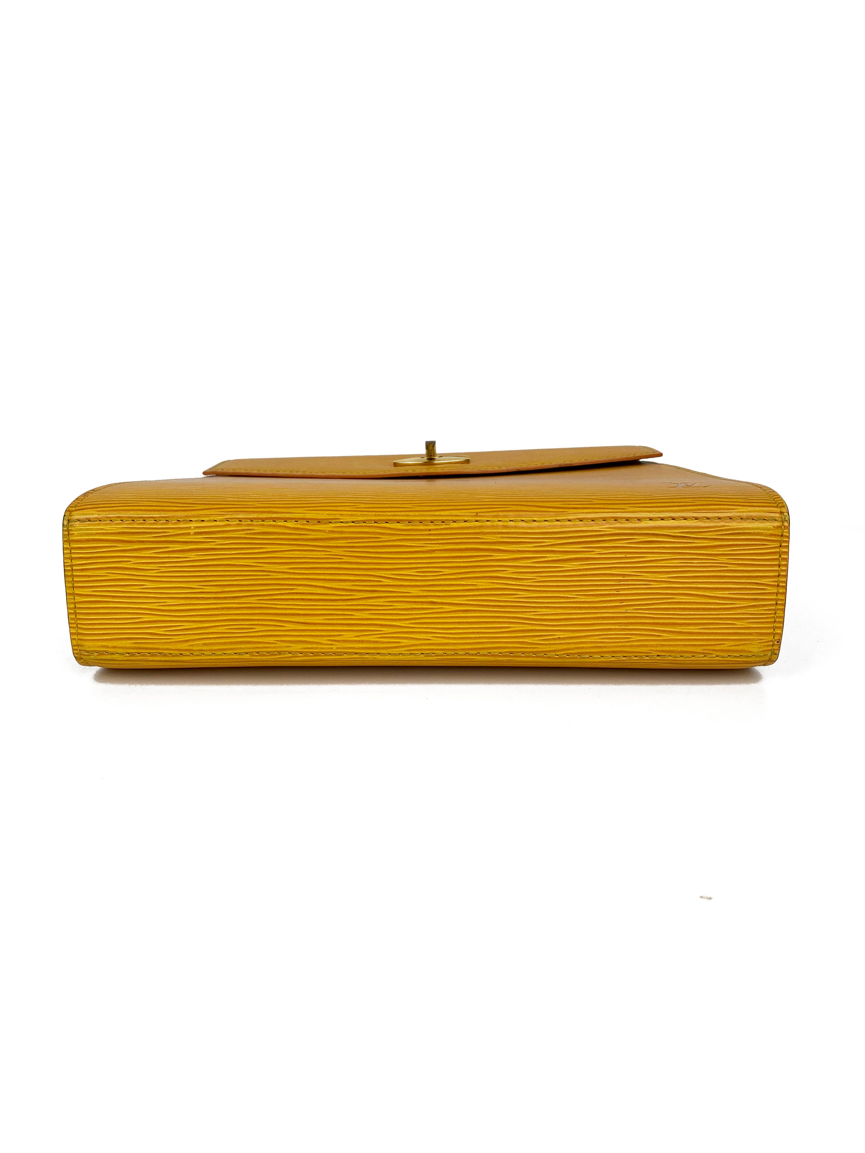 Authentic Louis Vuitton Yellow Epi Leather Malesherbes Top Handle Handbag for Women | Luxury Designer Shoulder Bag for Work, Travel & Special Occasions
