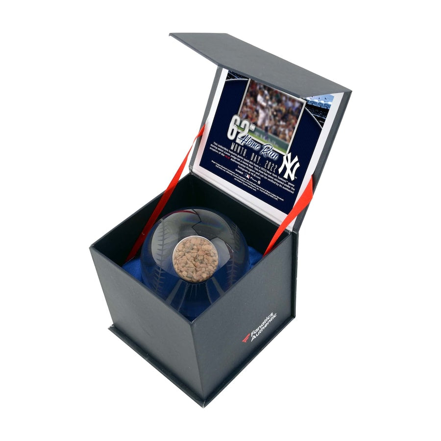 Authentic Aaron Judge New York Yankees AL Home Run Record Crystal Baseball with Game Used Dirt - MLB Collectible Memorabilia for Yankees Fans & Sports Enthusiasts - Perfect for Display Cases, Man Caves, and Baseball Collections