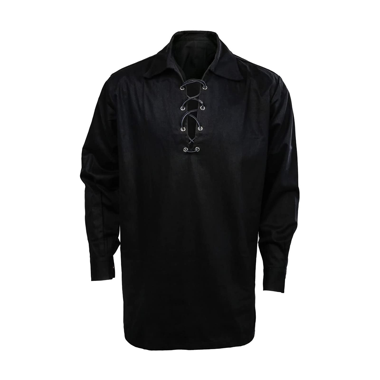 Vintage Medieval Pirate Shirt for Men - Scottish Jacobite Ghillie Kilt Top with Lace-Up Design | Renaissance Festival Costume, Cosplay & Historical Reenactment