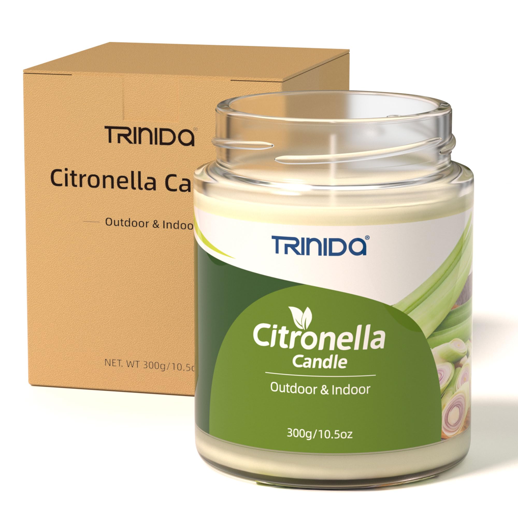 TRINIDa Citronella Candles - 10.5oz Soy Candle for Outdoor & Indoor Use