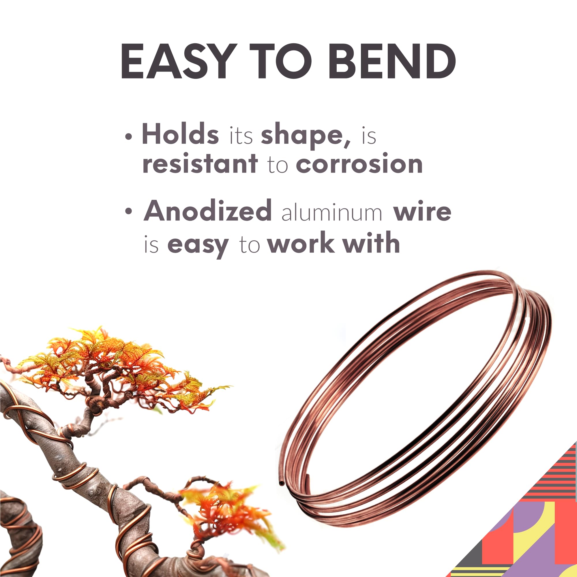 Anodized Aluminum Bonsai Training Wire - 1.6mm 14 Gauge (100ft) - Flexible & Bendable Tree Shaping Wire - Rust & Corrosion Resistant Plant Wire Kit for Bonsai, Topiary & Indoor Gardening Projects