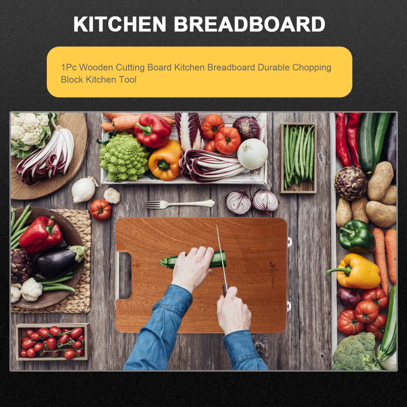 1pc Double-Sided Wooden Cutting Board - Reversible Chopping Board for Kitchen, Butcher Block, Bread & Vegetable Prep - Durable Kitchen Tool for Meat, Fruits & Meal Prep
