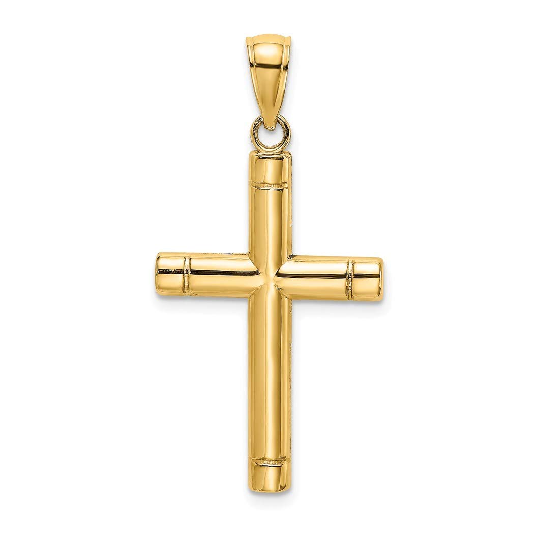 14K Gold Religious Cross Pendant Necklace for Women - Faith Jewelry Gift with Tubular Design & End Caps - Perfect for Church, Weddings & Daily Wear