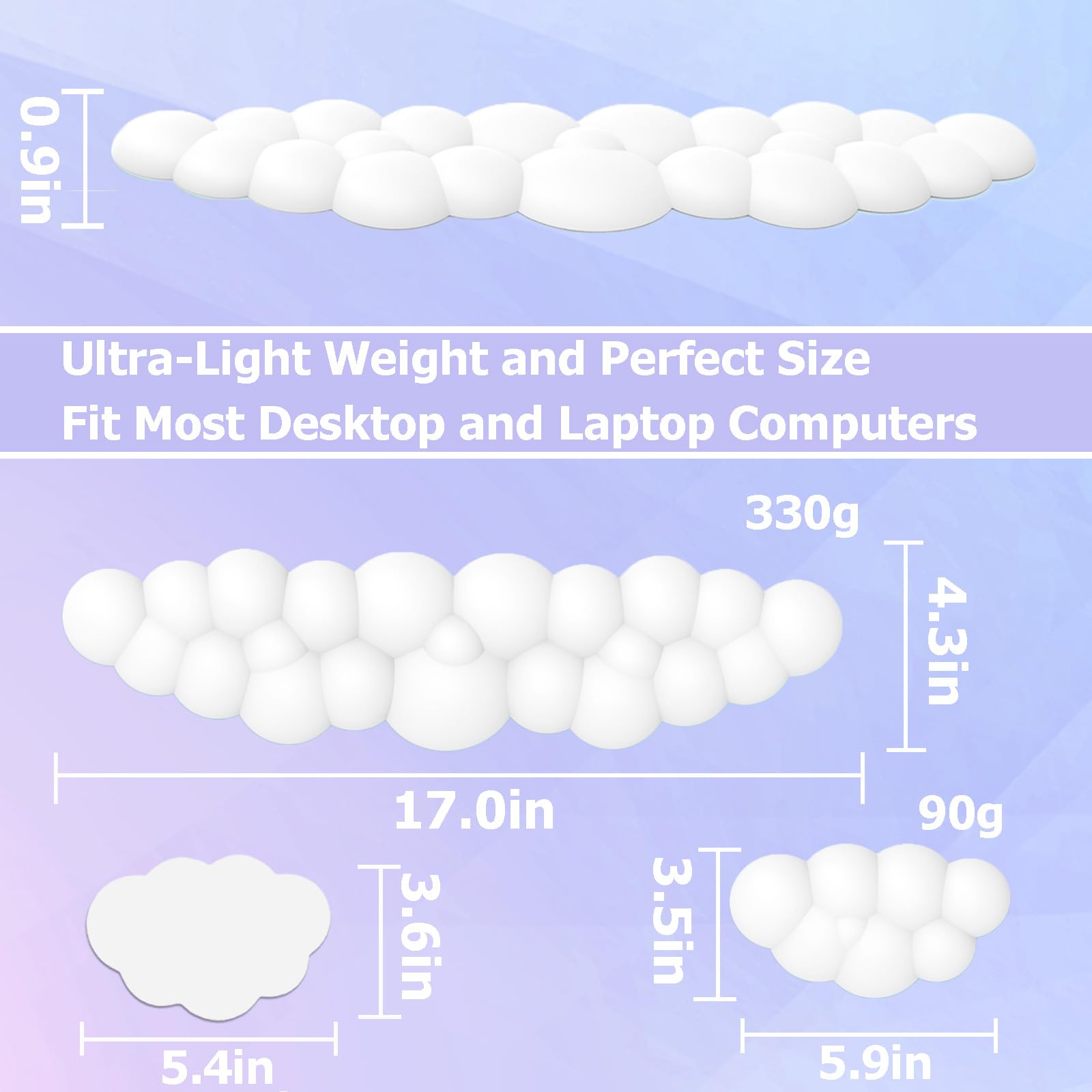 Ergonomic Keyboard Wrist Rest with PU Leather & Memory Foam - Cloud Comfort for Gaming, Office, Home, Laptop, Typing Pain Relief, White - Perfect for Long Hours of Work and Play