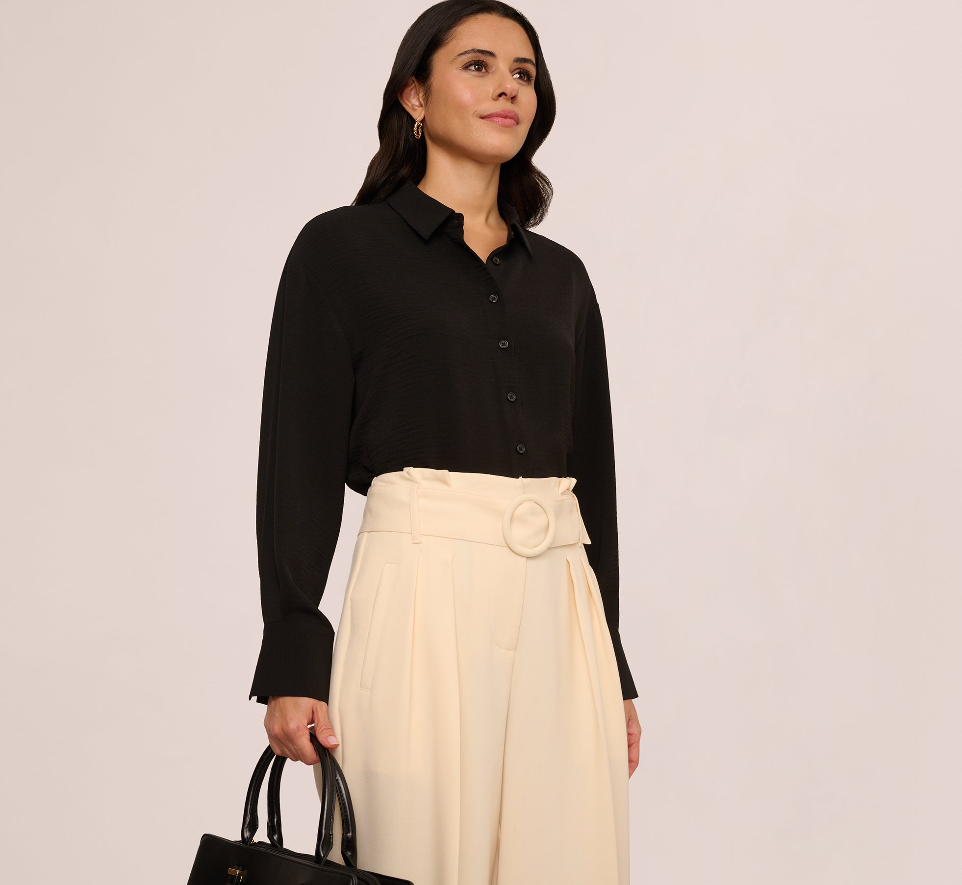 Breathable Long Sleeve Button Down Blouse for Women - Black Office Shirt | Perfect for Work, Business Meetings & Professional Outfits