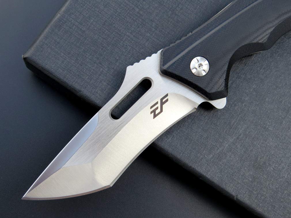 Eafengrow EF908 Tactical Folding Pocket Knife - D2 Steel Blade with Titanium Coating, G10 Handle, Liner Lock & Pocket Clip - Perfect for Camping, Survival, Hiking & Outdoor Adventures (Black)