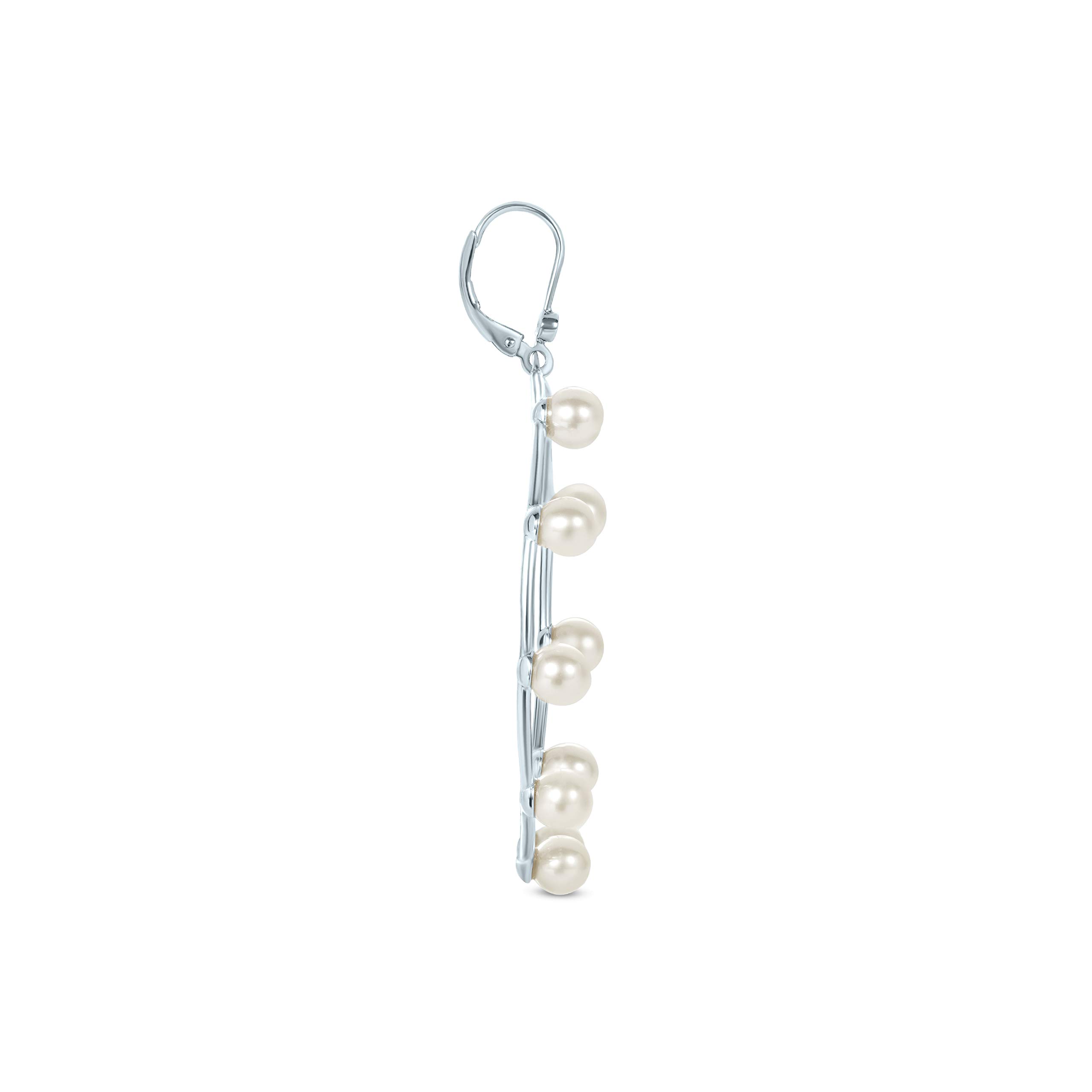 925 Sterling Silver White Cultured Freshwater Pearl Hoop Earrings - June Birthstone Jewelry for Women | Elegant Gift for Brides, Graduation & Special Occasions