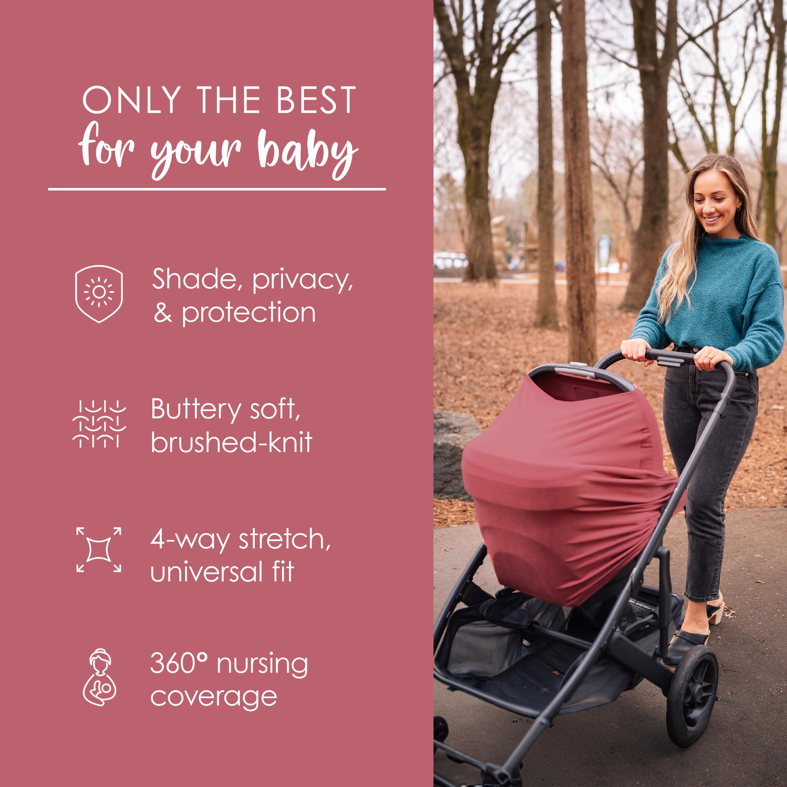 Milk Snob Original 5-in-1 Luxe Baby Cover in Ash Rose - Nursing Cover, Car Seat Canopy, Stroller Blanket, High Chair Cover & Shopping Cart Protector | Soft Breathable Fabric for Breastfeeding Privacy, Infant Carrier & Newborn Essentials | Perfect for Travel, Outings & Daily Baby Care