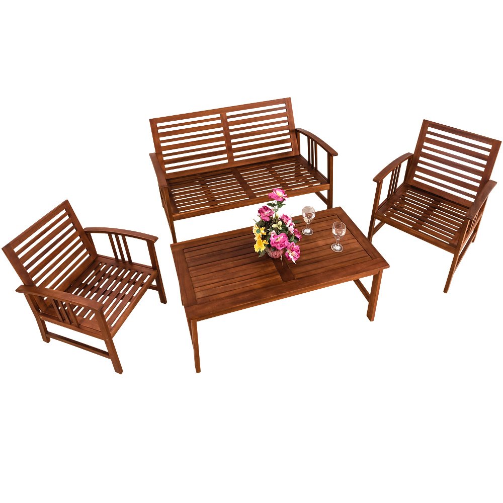 CASARIA® Outdoor Garden Furniture Set - FSC® Certified Acacia Wood Patio Sofa with Thick Cushions, Grey | Durable All-Weather Lounge Seating for Deck, Balcony, Backyard & Poolside Relaxation