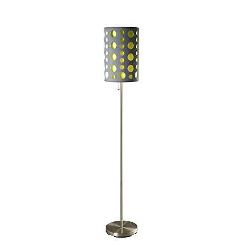 66 Inch Modern Retro Grey-Yellow Floor Lamp - Mid Century Style Standing Light for Living Room, Bedroom & Office Decor