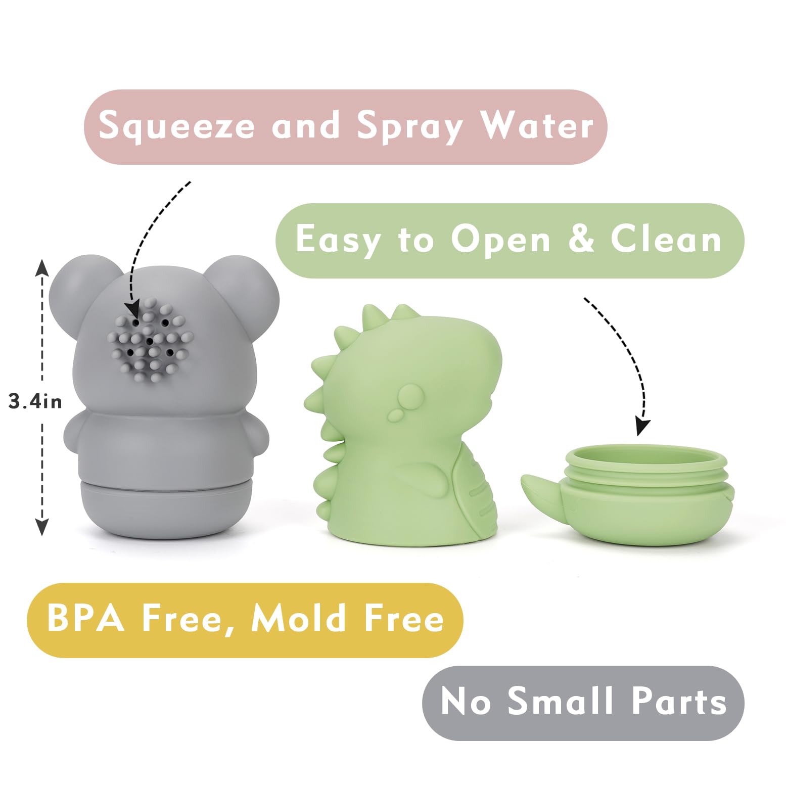 Socub Baby Bath Toys - Squeezable Silicone Bathtub Toys for Infants 6-12 Months & Toddlers 1-3 Years | BPA Free, Non-Toxic Pool & Bath Time Fun | Perfect for Sensory Play, Water Learning & Baby Shower Gifts