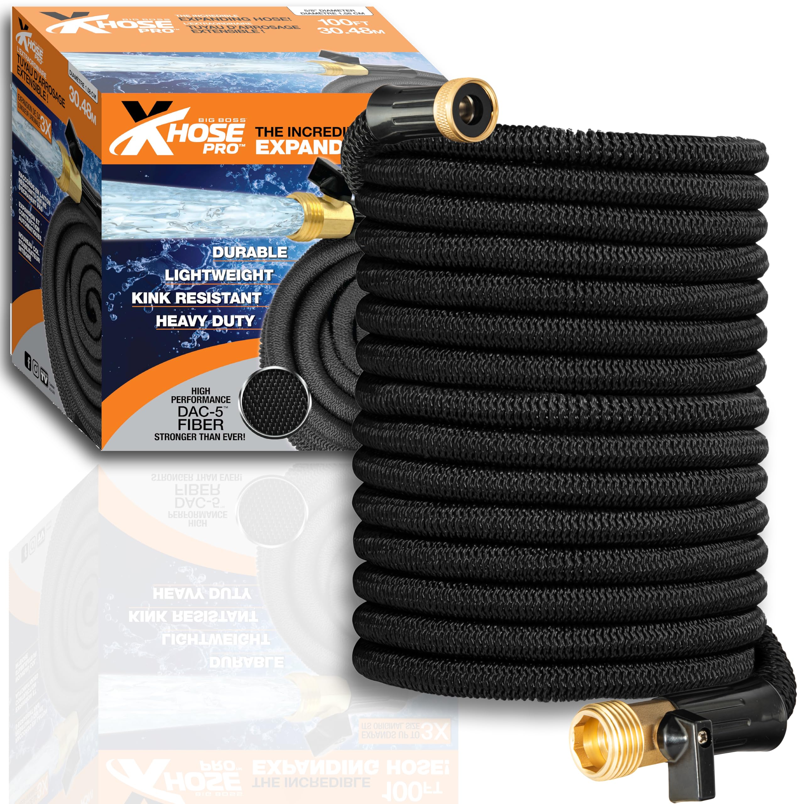 X-Hose Pro Expandable Garden Hose 50Ft - Lightweight Flexible Water Hose with Heavy Duty Crush-Resistant Fittings | Kink-Free, Weatherproof Retractable Hose for Lawn, Garden & Outdoor Cleaning (As Seen on TV)