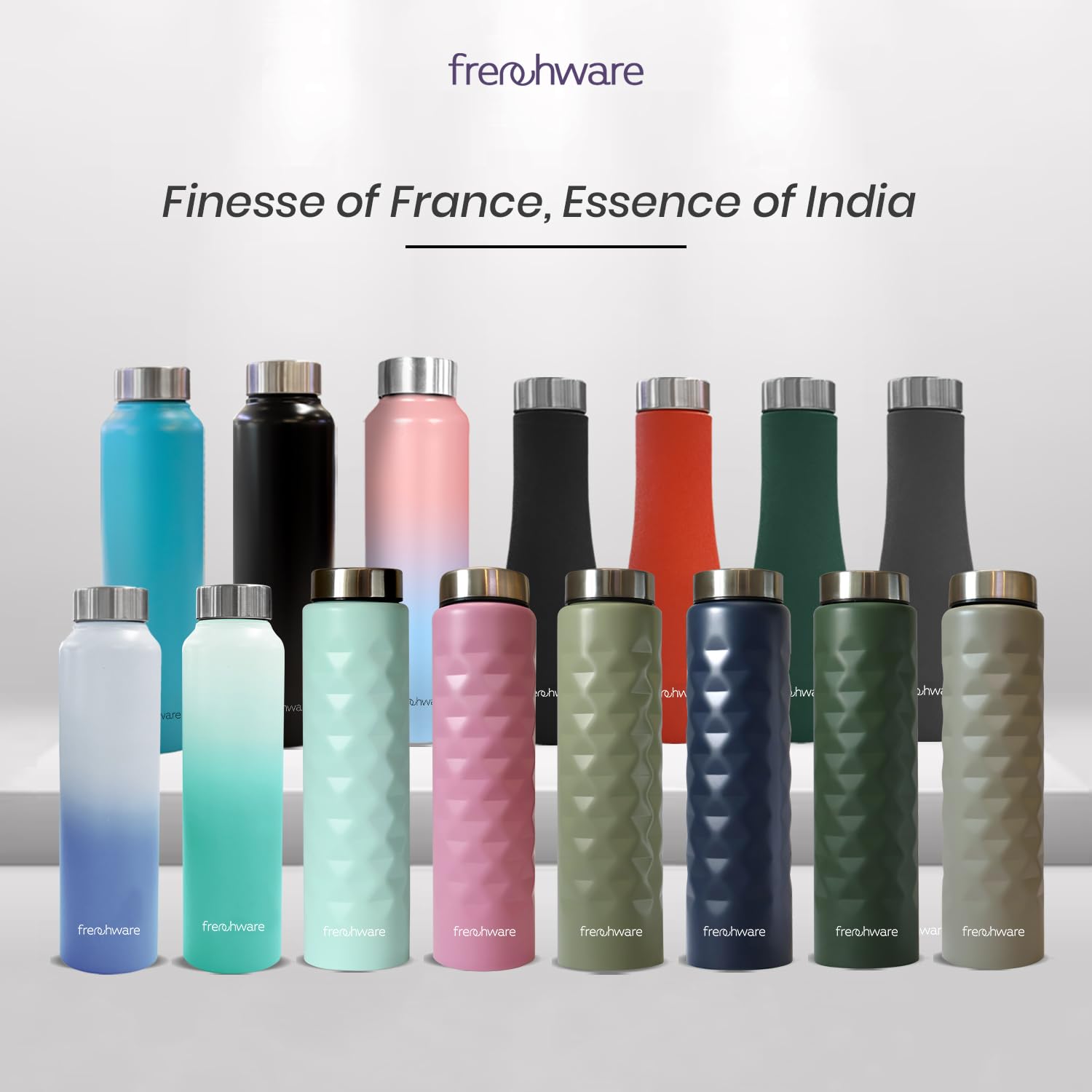 Premium Stainless Steel Water Bottle 1L (34oz) - Frenchware Vacuum Insulated, BPA-Free, Leak Proof - Sky Blue & Blush - Ideal for Gym, Hiking, Office & School - Keeps Drinks Cold 24Hrs/Hot 12Hrs - Durable & Easy to Clean