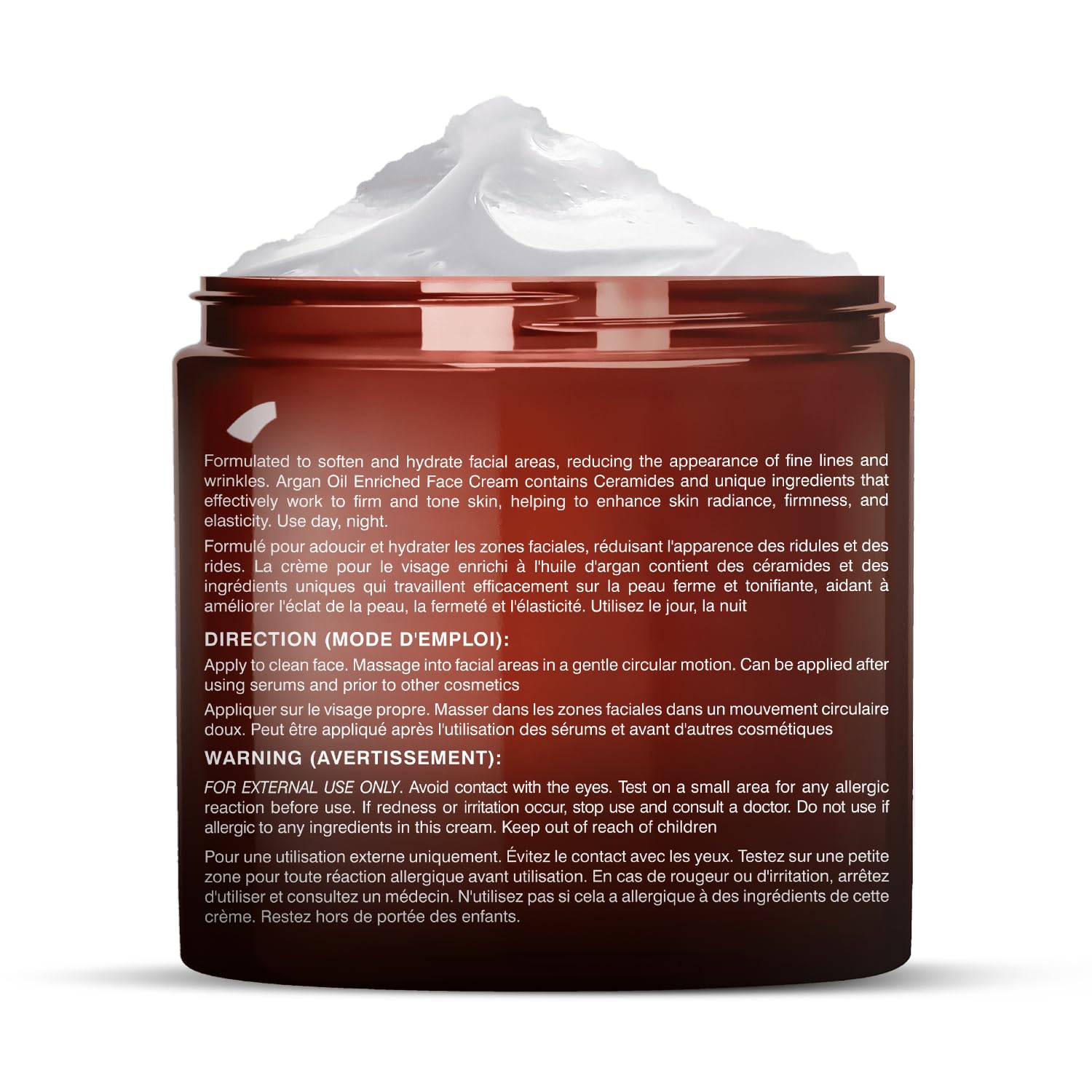 Majestic Pure Whipped Argan Oil Face Moisturizer with Vitamin E, Collagen & Ceramides - Hydrating Cream for Dry & Oily Skin, Anti-Aging Treatment Reduces Fine Lines - 8oz - Perfect for Daily Skincare Routine & Nighttime Hydration