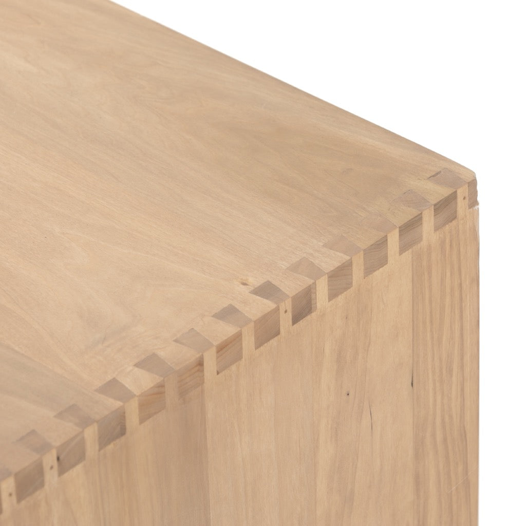 Isador Media Console - Modern Dry Wash Poplar TV Stand with Storage Shelves | Perfect for Living Room, Bedroom, and Home Theater Setup