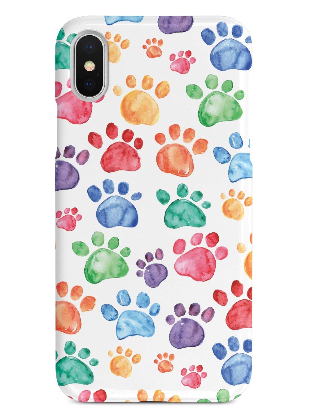 Inspired Cases - Premium 3D Textured Protective Phone Case Compatible with Apple iPhone X/Xs - Watercolor Paw Prints Design - Slim Shockproof Cover for Everyday Use & Outdoor Activities