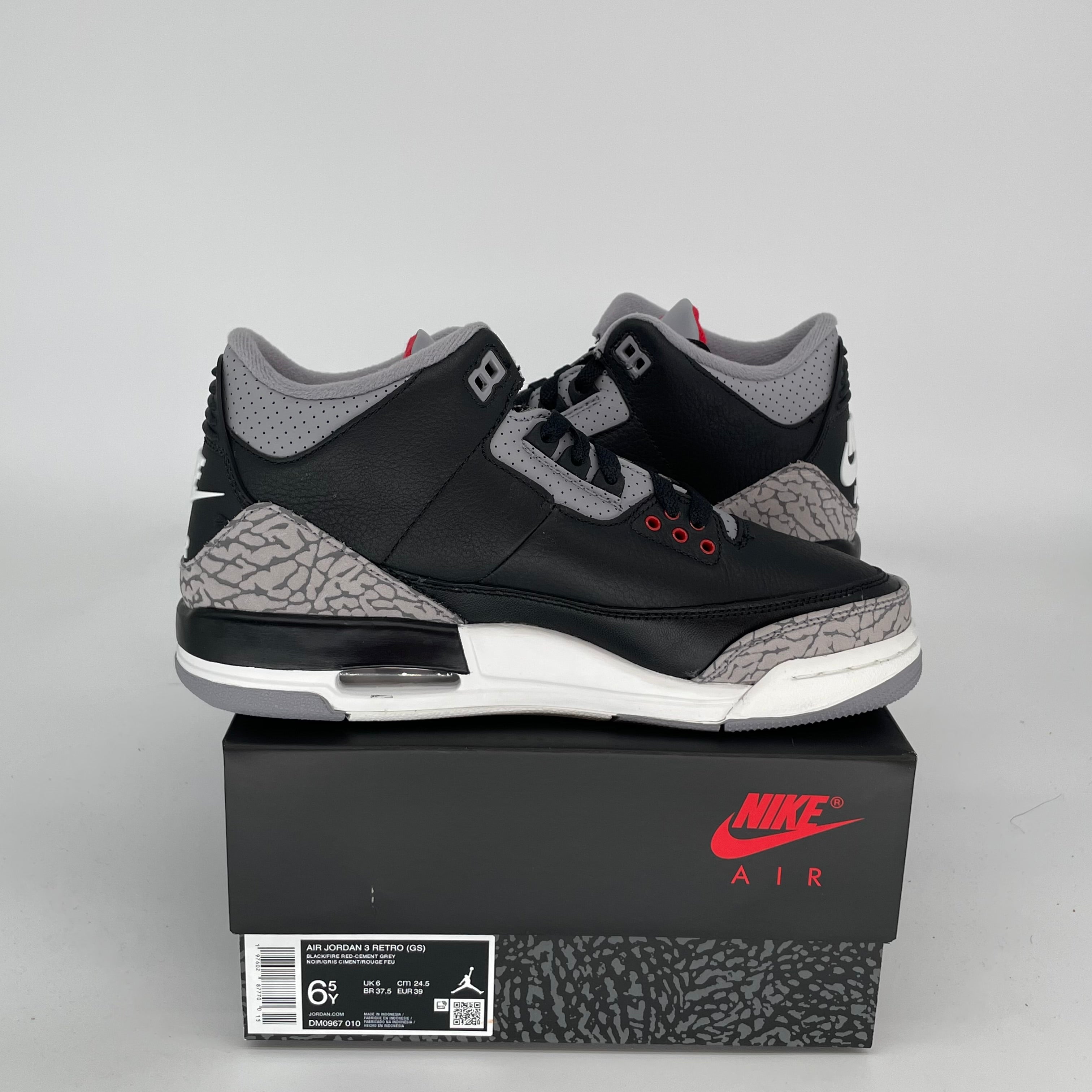AIR JORDAN 3 Retro Black Cement Sneakers - Size 6.5Y (DM0967-010) - Men's Basketball Shoes for Streetwear & Casual Style
