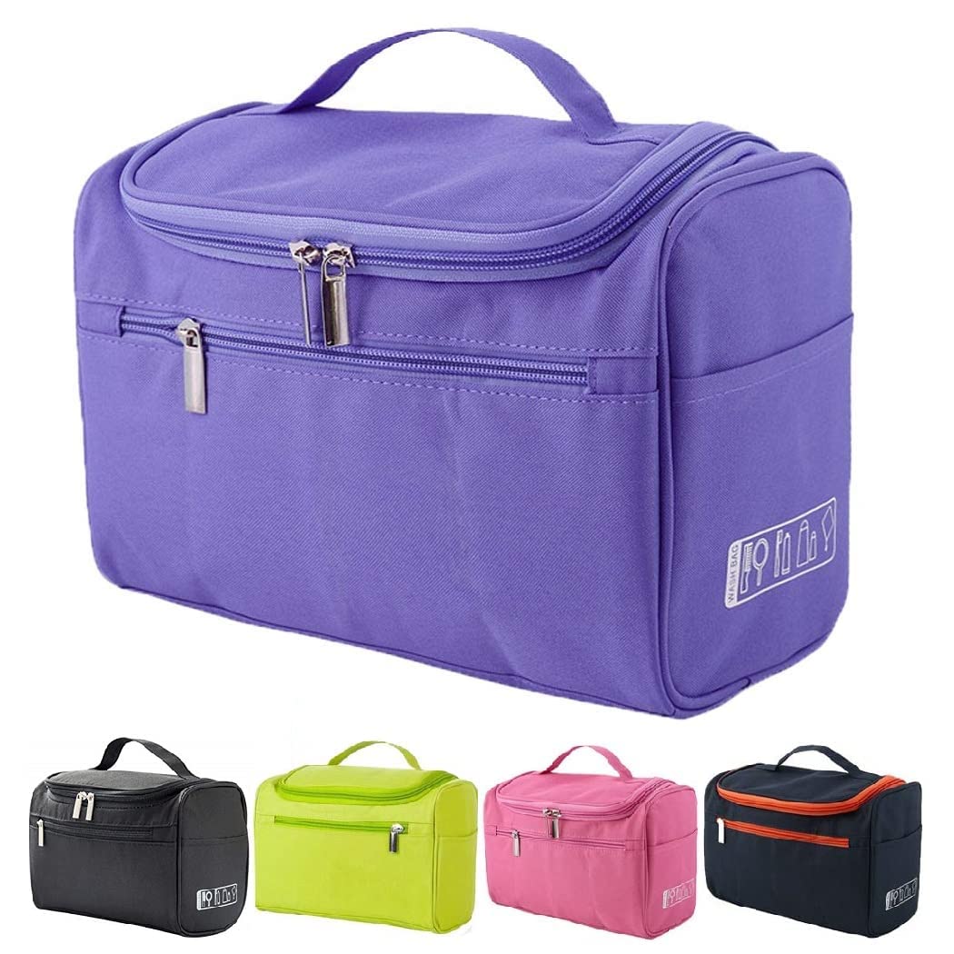 Premium CLEMATIS Hanging Cosmetic Organizer - Travel Toiletry Bag with Hook for Men & Women, Waterproof Makeup Storage Pouch (Purple) - Ideal for Travel, Gym, Camping & Daily Organization