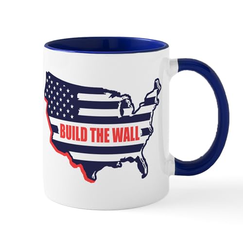 White/Navy Inside - Build The Wall Mugs