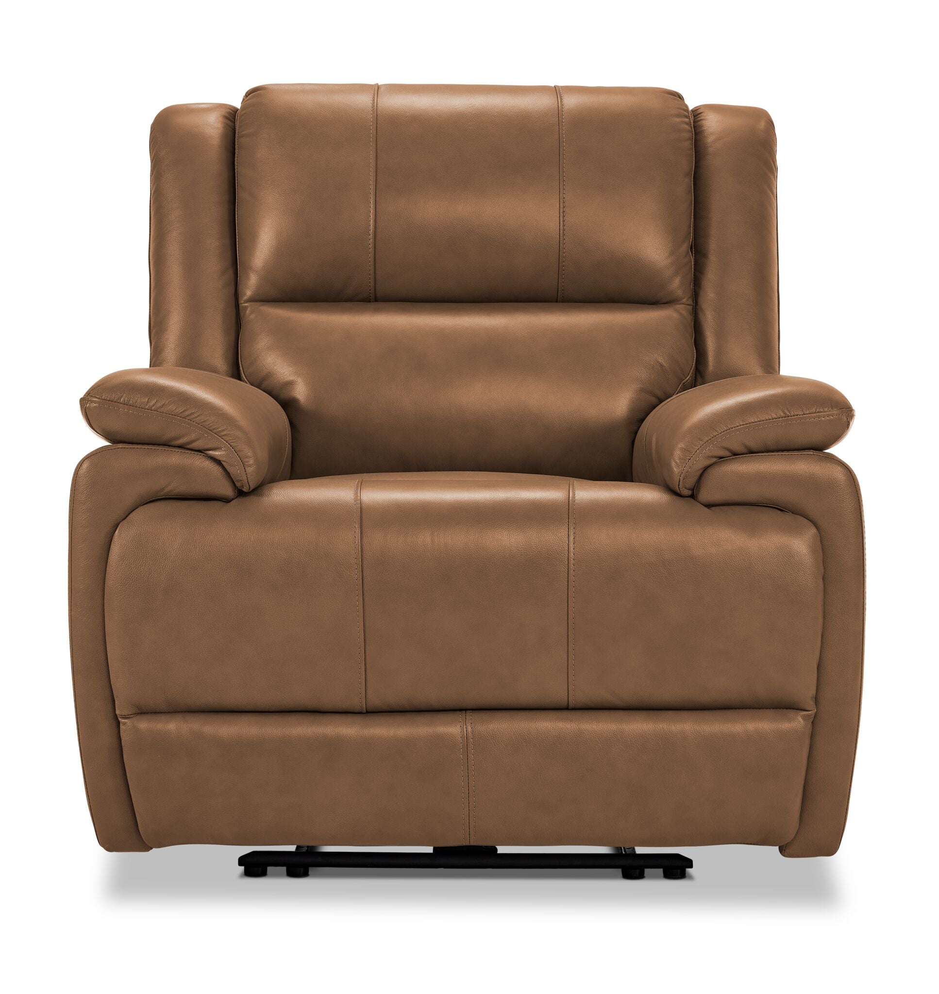 Allie Leather Dual Power Recliner Chair - Adjustable Electric Reclining Sofa with Massage & Heat Function, Canyon Brown - Perfect for Living Room, Home Theater & Office Relaxation