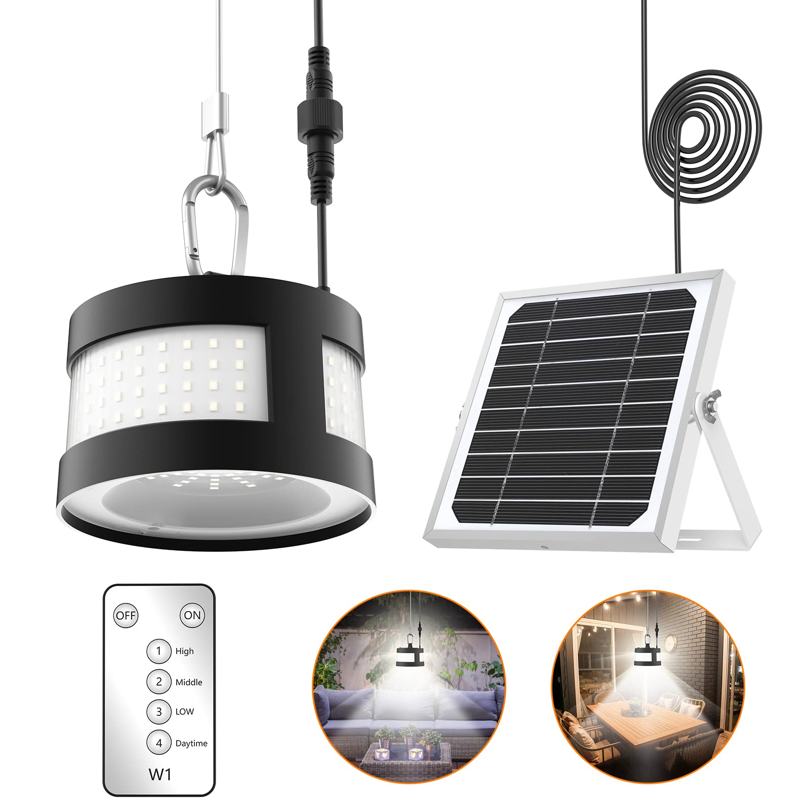 AGPTEK 160 LED Solar Lights for Outdoor & Indoor Use - Waterproof Solar Pendant Lights with Remote Control, 360° Glow & Detachable Hook - Perfect for Camping, Patio, Gazebo, Shed, Tent & Garden Lighting