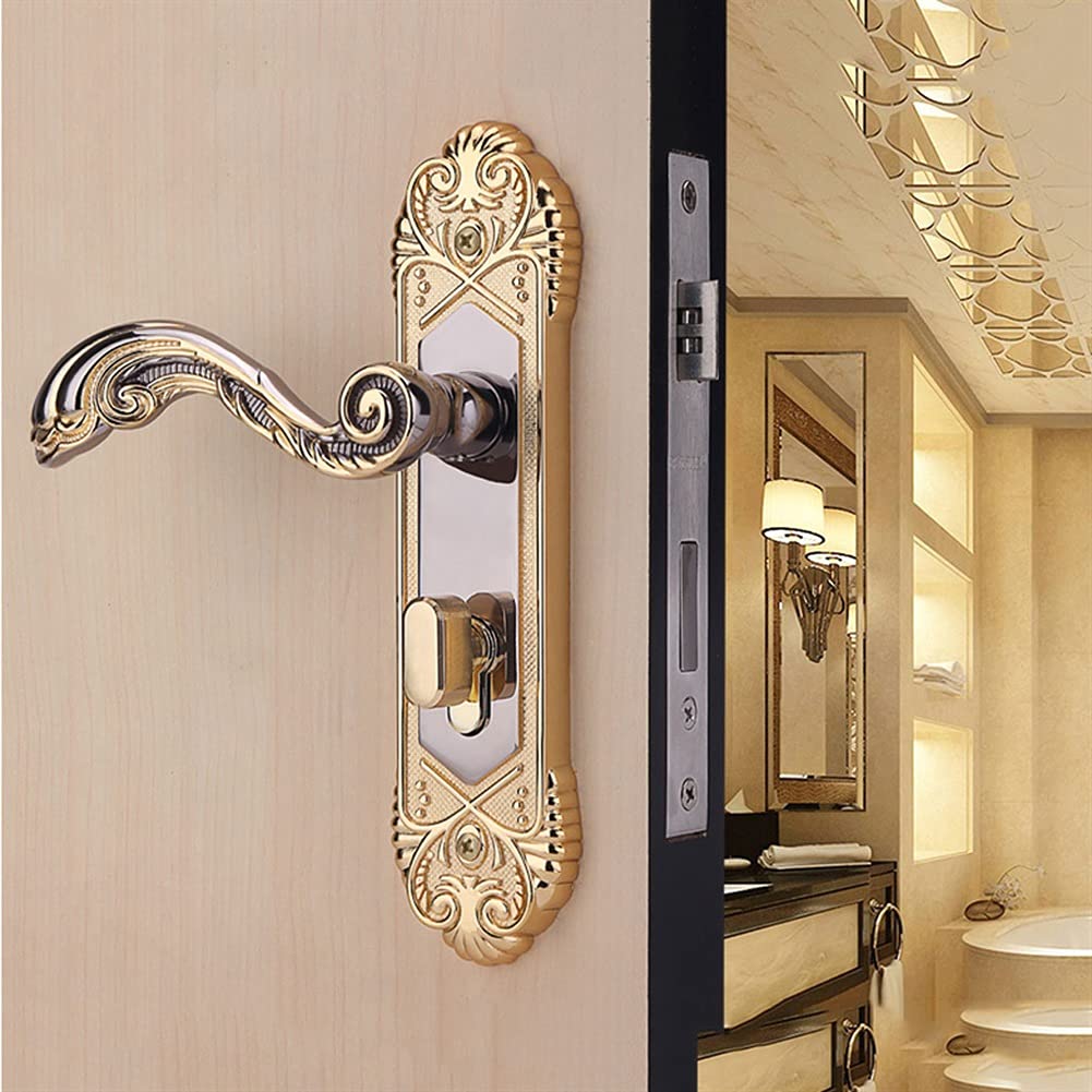 Silent Bearing Door Knob Lever - Gold Handle for Indoor & Hallway - Left/Right Handed - Perfect for Homes & Offices