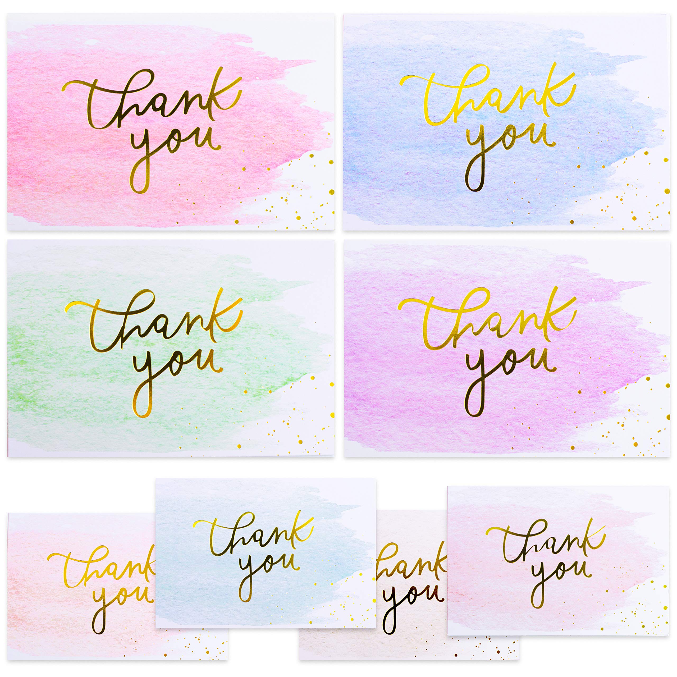 Premium Gold & Watercolor Thank You Cards - Bulk Set of 48 Blank Cards with Envelopes | Perfect for Baby Showers, Weddings & Bridal Showers | Elegant Stationery for Special Occasions & Appreciation Notes