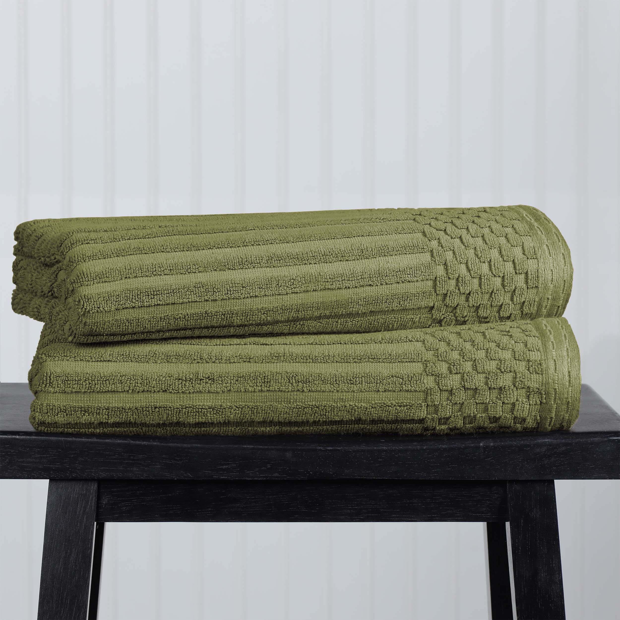 Premium Cotton Ribbed Textured Bath Towel Set - Ultra Absorbent 2-Piece Towel Collection for Spa, Bath & Luxury Home Use